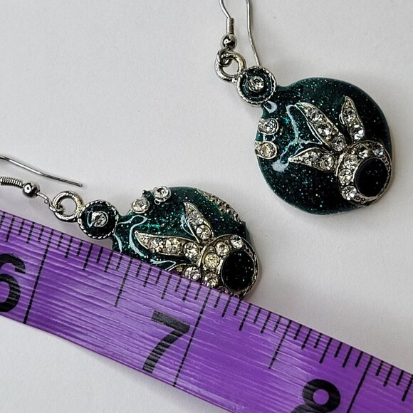 Blue Teal Small Round Earrings - Picture 4 of 7